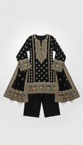 Ink black embroidered lawn suit