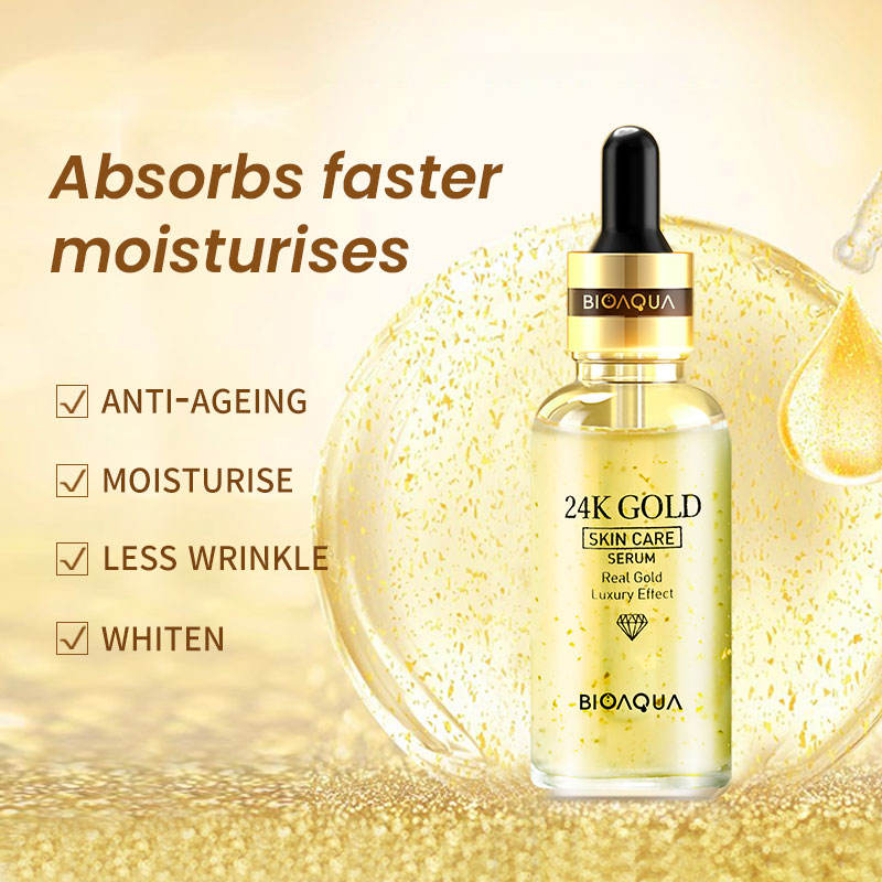 24K Gold Serum with gold and sodium hyaluronate ingredients