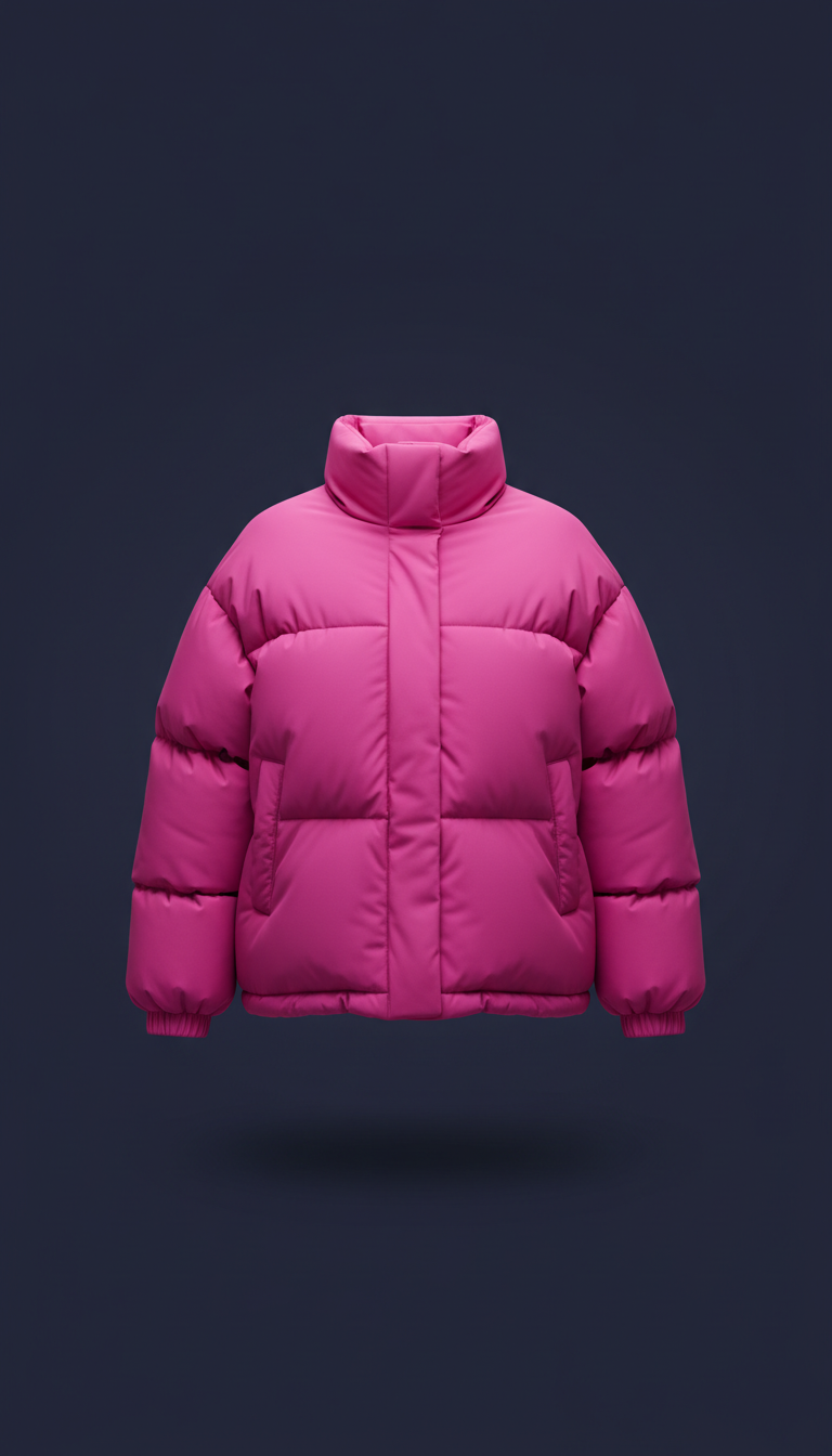 Oversized puffer jacket in electric fuchsia