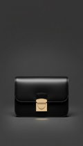 Matte Black Crossbody Bag with Gold Logo Clasp