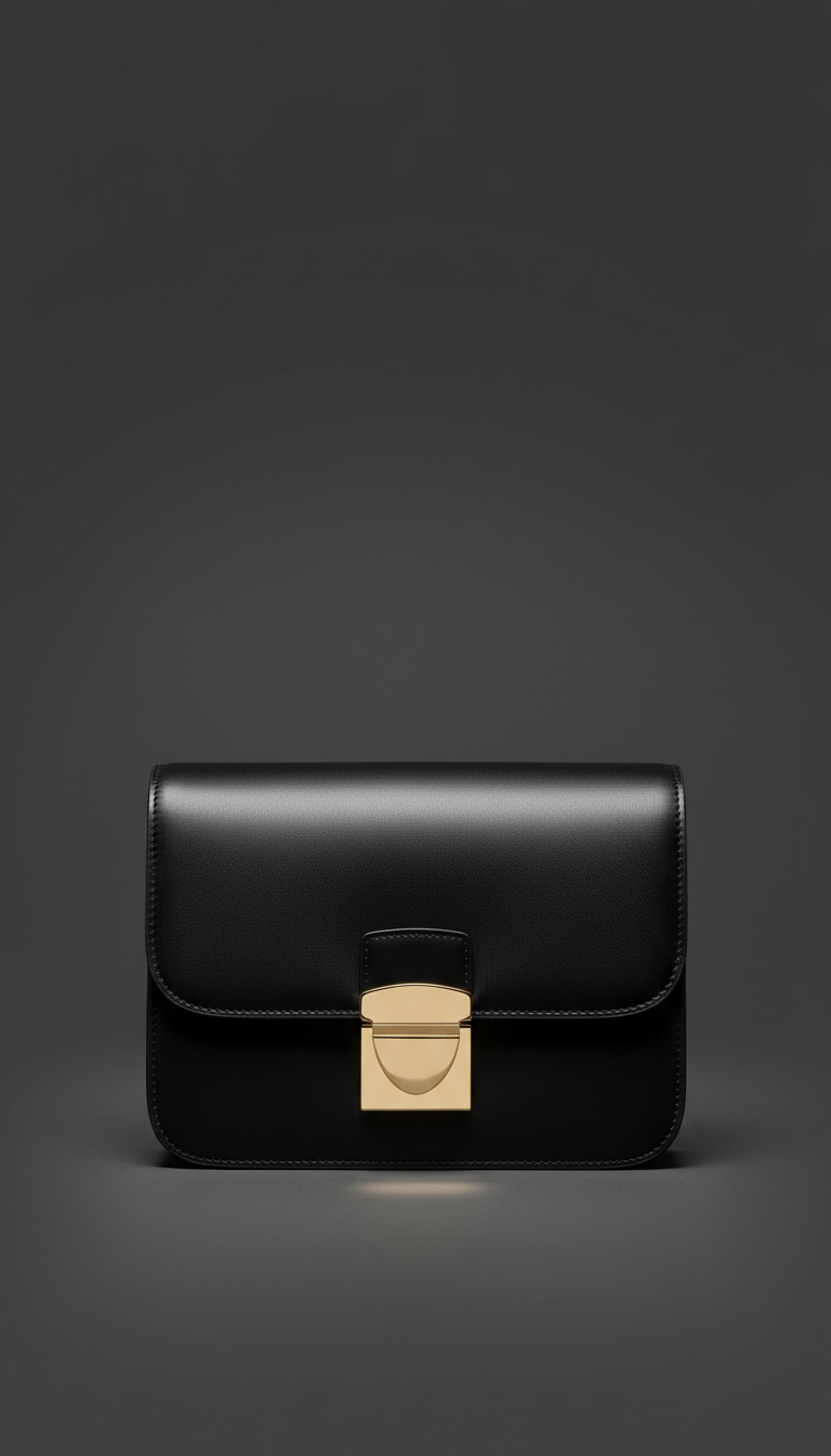 Matte Black Crossbody Bag with Gold Logo Clasp