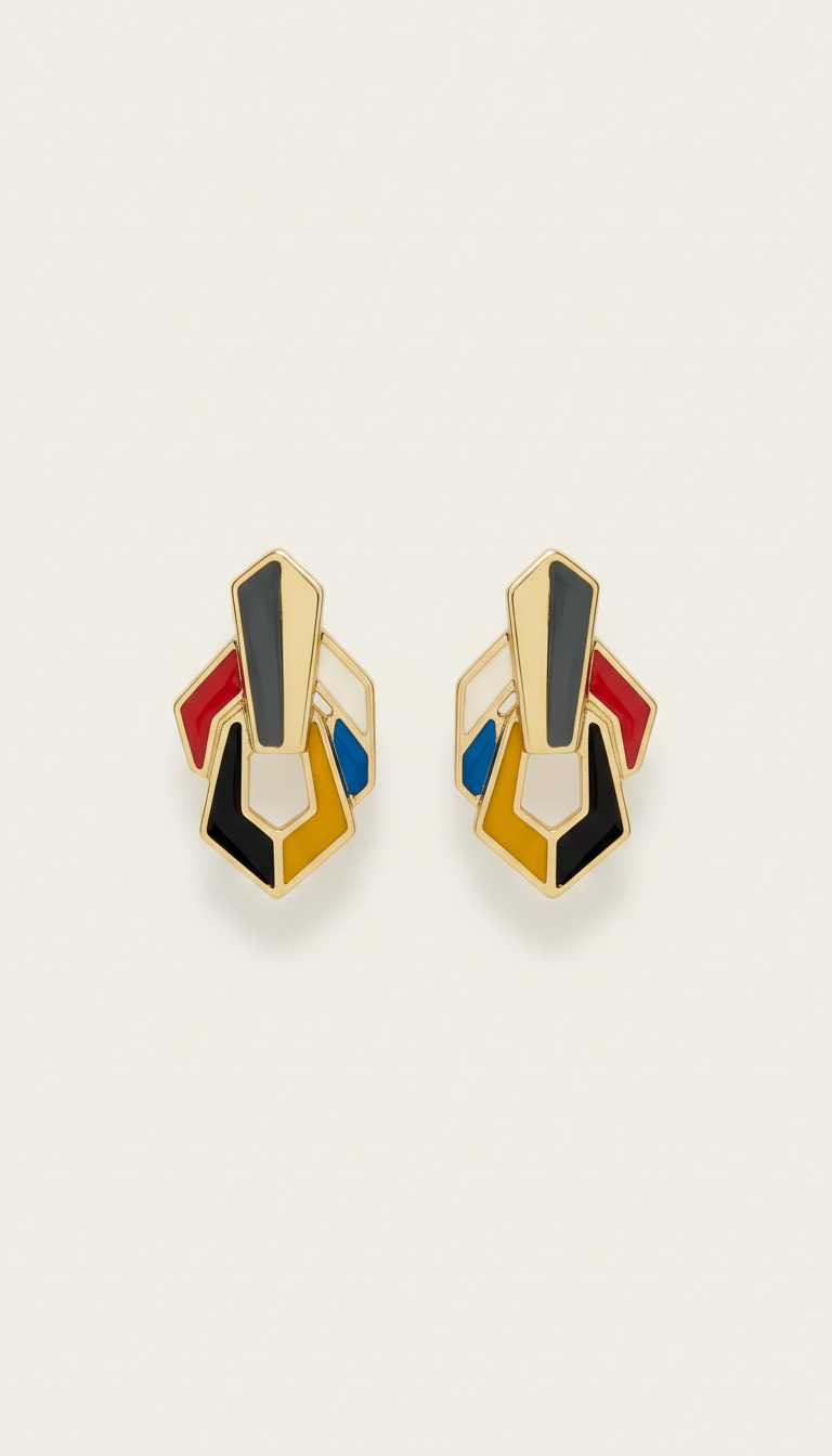 Geometric Gold Accent Earrings