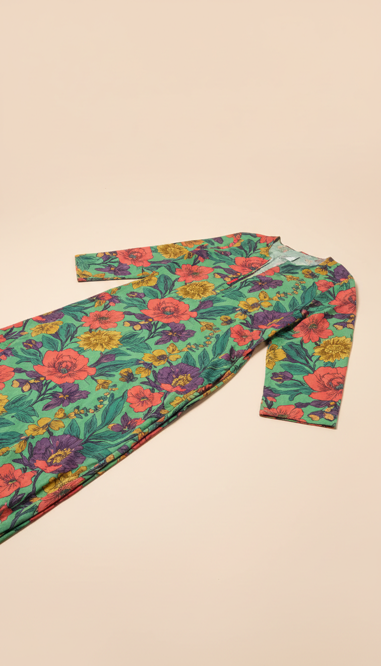 Botanical Green floral lawn suit