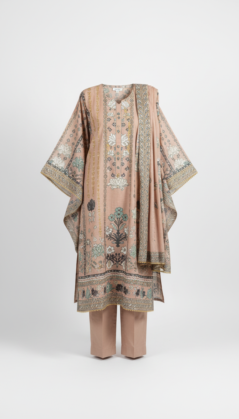 Blush sand graphic print lawn suit