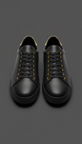 Premium Leather Urban Sneakers with Gold Detailing