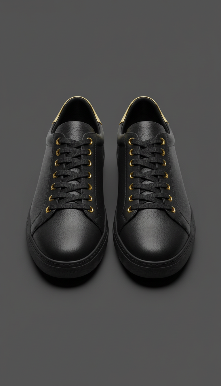 Premium Leather Urban Sneakers with Gold Detailing