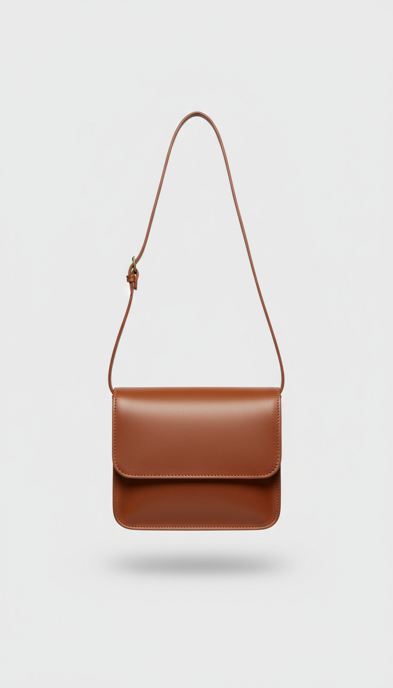 Minimalist Leather Crossbody Bag with Magnetic Closure