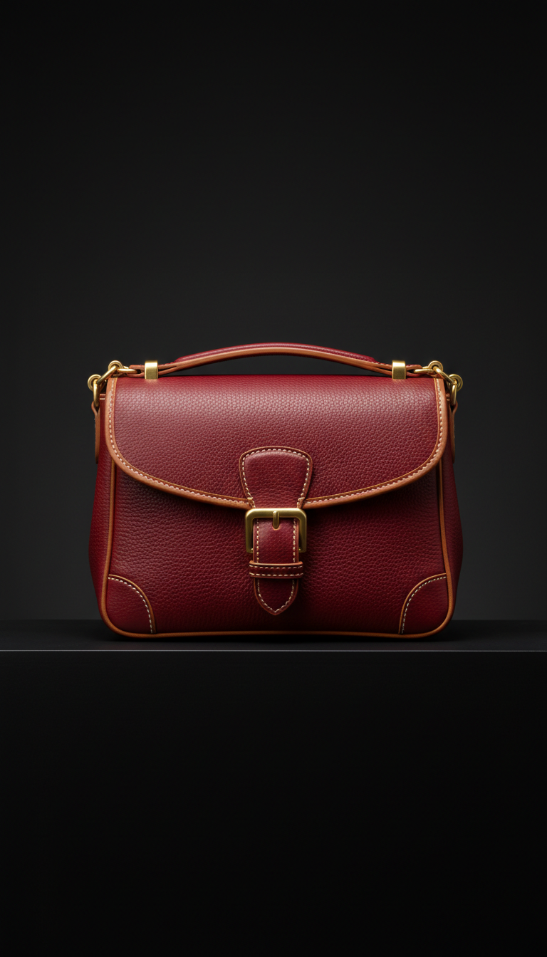 Crimson Edge Leather Shoulder Bag
