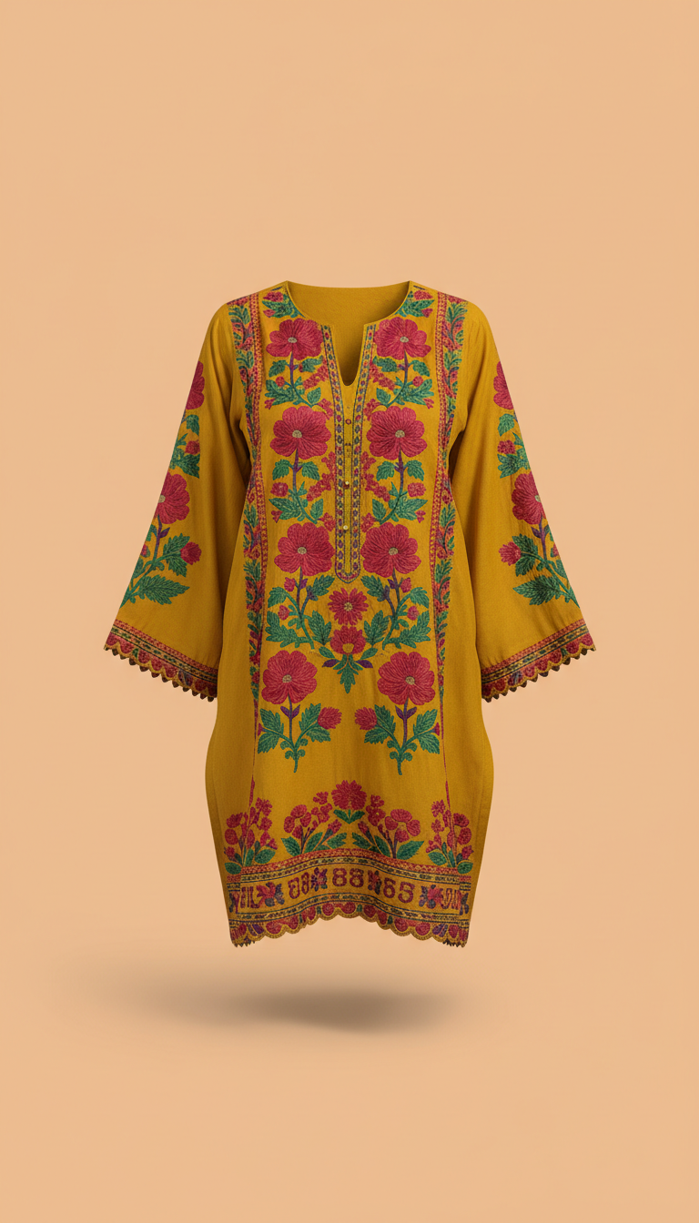 Festival Yellow embroidered ready-to-wear lawn suit