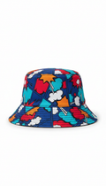 Pop-art motif bucket hat in metro navy