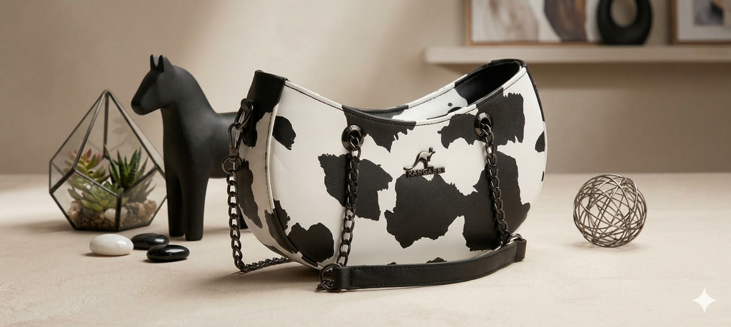 Kangol Cow Print Chain Shoulder Bag - lifestyle shot