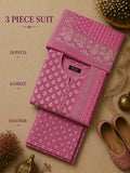 Pink Printed 3 Piece Unstitched Lawn Suit – Dupatta, Kameez & Shalwar